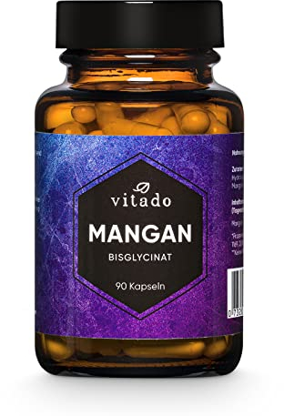 Mangan hochdosiert - 5mg als Mangan Bisglycinat - 90 Kapseln im Glas - Laborgeprüft - Vegan