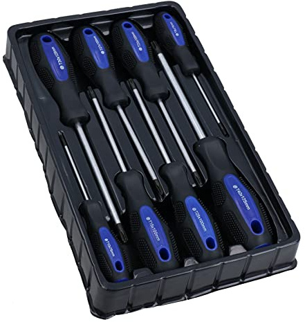 Set di 8 Cacciaviti Avvitatore a Stella Torx Utensili con Impugnatura Ammortizzata in Gomma T8 – T40