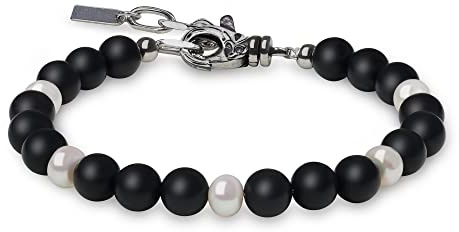 COAI Verstellbares Perlen Armband mit Mattem Onyx für Herren