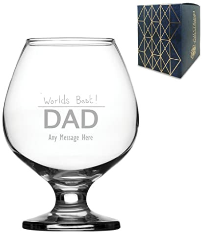 Personalised Engraved Seasonal Fathers Day Bistro Brandy, 14oz/414ml Tumbler Glass, Thoughtful Customised Gift, Laser Engraved in The UK, Dishwasher Safe Clear Glass, Dishwasher Safe