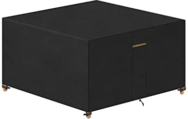 VANSHEIM Abdeckung für Gartenmöbel Wasserdicht 125x125x74cm Tischabdeckung | Abdeckhauben für Möbelsets,Winterfest Abdeckplane Gartenmöbel Schutzhülle für Gartenlounge Sitzgruppe Gartentisch Abdeckung