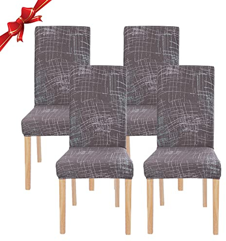 Jaotto Elastischer Stuhlbezug mit Rückenlehne, 4 Stück, Universal-Stuhlbezüge für Esszimmer, Küche, modern, waschbar, abnehmbar, Stuhlbezüge (Nordischer Stil, 4 Stück)