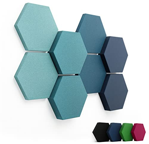 FENNEXT® Schallabsorber Akustikpaneele [8 Stk.] für spürbar reduzierte Geräusche I Modernes Akustikbild aus Hexagon Akustikplatten I Unbedenkliche Wand Paneele hergestellt in der EU I 3D Panels