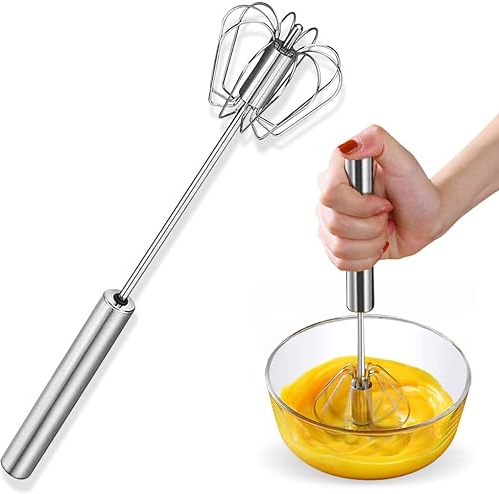 Semi-Automatic Egg Whisk Beater - Stainless Steel Wire Whisk Hand Push Blender Mixer
