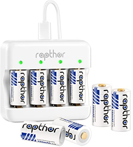 Rapthor Rechargeable Batteries 3.7V Lithium Batteries 750mAh Compatible with Arlo Camera Flashlights Smart Sensors Alarm System with Fast Charger (8 Batteries+ 1 Fast Charger)