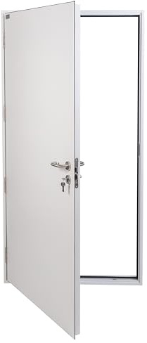 Steel Security Personnel Pedestrian Door - Industrial Grade Exterior Outdoor Security Door for Garage, Warehouse, Shed, Industrial Unit, Shed, Farm Barn (940 * 2035mm Inwards, White)