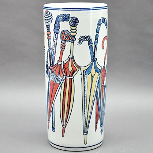 Umbrella Stand Ceramic Walking Cane 18 Round Tall Retro Coloured Classic Holder