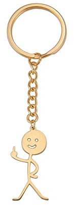 Dreamtimes Lustiges Skelett Smiley kleiner Mann Gebärdensprache Schlüsselanhänger Nette Trend Tasche Auto Schlüssel Anhänger Paar Geschenk Schlüsselanhänger