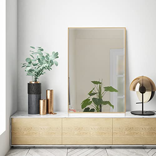 [en.casa] Wandspiegel Novoli Spiegel rechteckig Badspiegel Goldfarben mit Rahmen 50 x 70 cm Schlafzimmer Flur