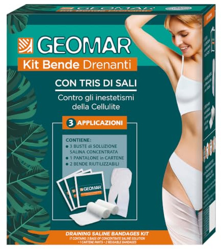 GEOMAR | Kit Bandes Drainantes, Made in Italy, 140 ml x 3 Applications | Contre les Imperfections de la Cellulite, Avec Trio de Sels (Marin, Epsom, Mer Morte)