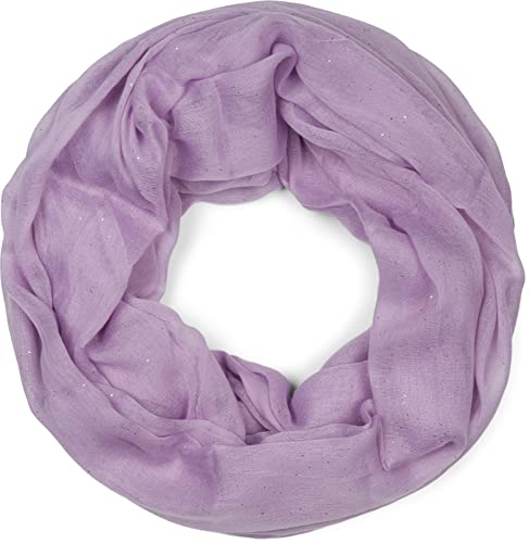 styleBREAKER Bufanda de bucle para mujer con efecto brillante, diseño liso en tela suave de viscosa, ligera y elegante, mide 87 x 93 cm, Lila