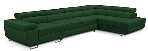KREATIVE FURNITURE & DESIGN Ecksofa Rechts 343x88x203 cm - Sofa mit Schlaffunktion - Geräumig Eckcouch - Couch L Form - Wohnlandschaft L-Form Perfekt Für Ihr Zuhause Grün Rechts