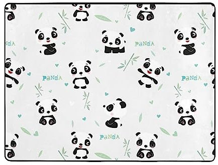 Panda Bambusteppich, Flanell, rutschfest, Eingangstür, Bodenmatte, waschbar, große Teppiche für Schlafzimmer, Wohnzimmer, Heimdekoration, 160 x 121,9 cm