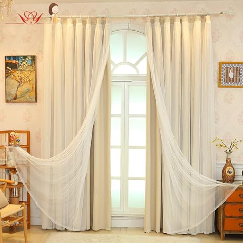 YURRO Tenda oscurante a doppio strato, tenda oscurante plissettata per finestra per soggiorno e camera da letto, tenda termoisolante (Beige, 130x183 cm)