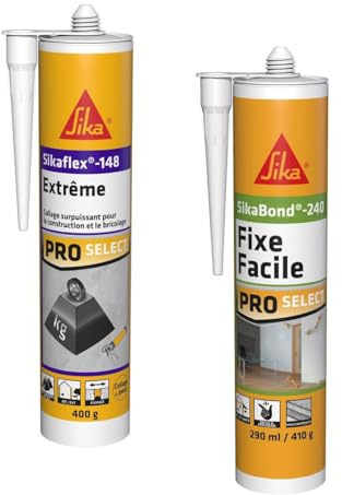 SIKA - Colle de fixation élévée à maintien immédiat - Intérieur et extérieur - Blanc - 290ml + Colle acrylique pour l'agencement intérieur - Replace clou & vis - Blanc - 290ml