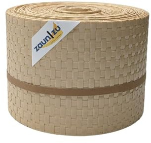 zaun|zu® Rattan 26 Meter Rolle 19cm hoch | Sichtschutzstreifen PE für Doppelstabmatten UV-beständiger Sichtschutz | Zaunblende Made in Germany | Robustes Design Beige 26m