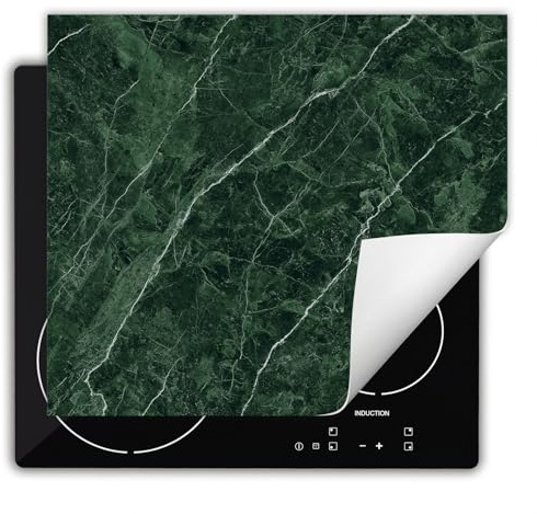 DarHaus Herdabdeckplatte Einteilig Aufrollbar Ceranfeld Abdeckung Anti Rutsch Matte für Induktionskochfelder 60x52 cm Vinyl Grün Marmor