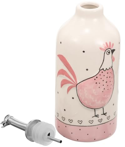 TOPBATHY Bouteille D'Huile En Céramique Avec Relief De Poule - Distributeur Pratique D'Huile Et Vinaigre Pour Cuisine - Élément Décoratif Et Fonctionnel Pour Repas Festifs