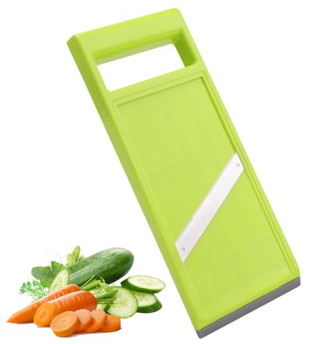 Vegetable Slicer Handheld Mandoline Food Slicer Stainless Steel Portable Vegetable Chip Maker for Kitchen Vegetable Fruits Potato Cheese Cucumber Carrot Quick Slice Uniform Slicing Knife, Green