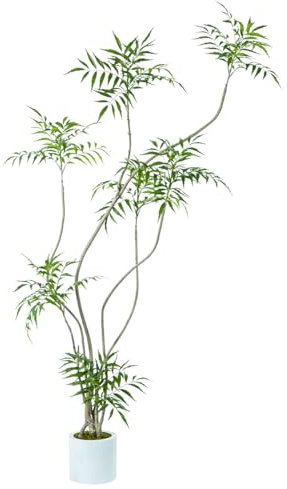 Artificial Mahonia fortunei Tree,6ft Tall Fake Plants Artificial Mahonia fortunei Plants for Indoor, Fake Trees for Office Home Living Room Floor Patio Greening Porch Decor