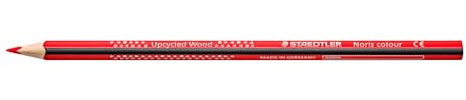 STAEDTLER Buntstifte Noris colour 187, ergonomisches Dreikantformat, rutschfeste Soft-Oberfläche, hohe Bruchfestigkeit, Made form Upcycled Wood, Faltschachtel mit 12 Farbstifte, rot, 187-2
