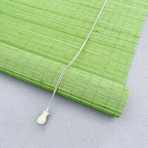 X1NGFU Natürliche Bambus-Rollo Bambus Raffrollo,Retro Innen/Außen Bambusrollo,Lichtfilternde Rollo Jalousine,Sichtschutz Sonnenschutz Seitenzug Fensterrollo,Grün,Breite X Höhe (180cm x 140cm)