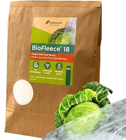 BioFleece® Horticultural Fleece - Plastic-free Biodegradable Garden Fleece Frost Protection, Plant Frost Protection Cover, Made from PLA, 2x10m (18 GSM)