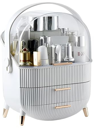 Mustbeau Stockage Cosmétique avec Poignées et Couvercle Maquillage Organisateur Boite de Rangement Skincare et Bijoux Makeup Organiser pour Salle de Bain Etanche Présentoir Cosmétique