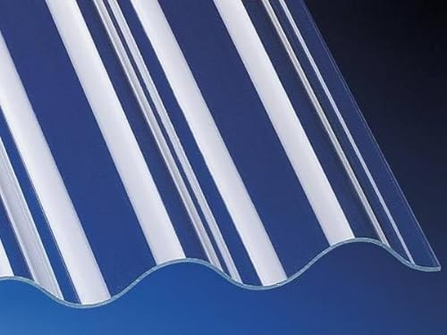 Polycarbonat Wellplatten Lichtplatten Profil 76/18 Sinus (Welle) - 1,3 mm - glatt - glasklar - uneingeschränkt hagelfest - Lichtdurchlässigkeit > 90% - 19,90 Euro/m² (2500 mm)
