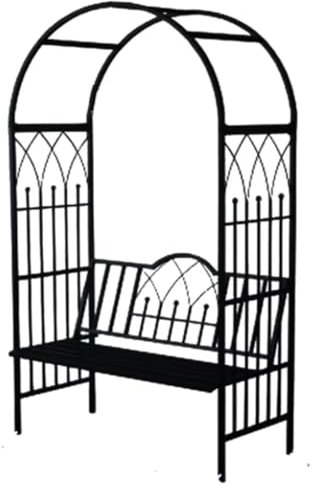 Arches de jardin en métal de 218,4 cm avec siège, arche de rose, treillis extérieur, arche de mariage, plantes grimpantes, cadre d'arche de jardin, entrée de jardin, banc d'arche