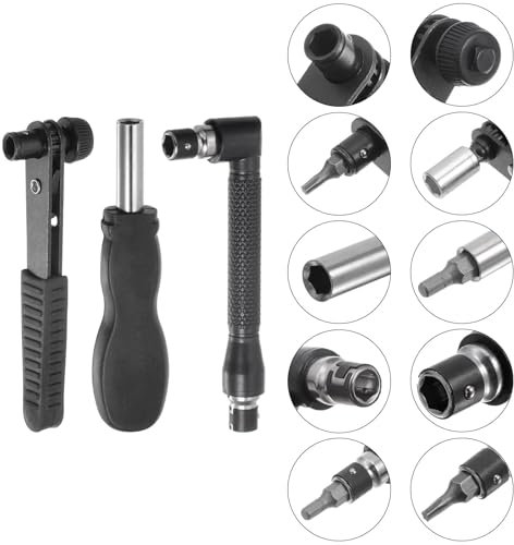 TOP-VIGOR 24Pcs Flexible Screwdriver Bit Extension Kit, 1/4 Hex Shank Screw Driver Kit Handle Tools with 90° Angled Bits and Soft Shaft Adaptors for Tight Spaces, Impact/Cordless Drivers, Black