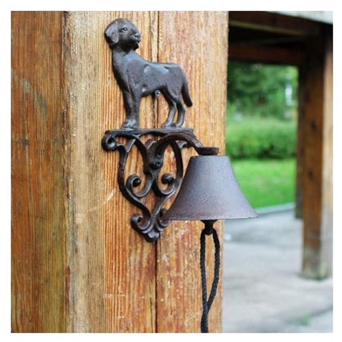 TAIPINGOZ Türglocke Gusseisen, Türglocke aus Gusseisen, Vorgestellt auf Einer antiken Vintage-rustikalen Bauernhaus-Halterung, Klassische Hütten-Metallhalterung