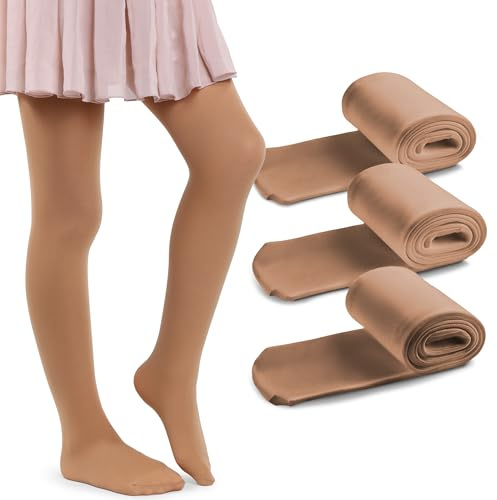 MANA MANA 2er- und 3er-Pack einfarbige Strumpfhosen für Mädchen – süße blickdichte Kinderstrumpfhosen für Schule, Tanzen, Ballett – weich und stylisch, 40 DEN, Made in Italy, 2 und 3 Paar