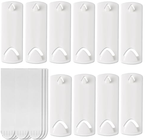 Wanfoou 10 ganci per quadri a dente di sega e telaio metallico, ganci posteriori a filo metallico, 12 grandi strisce adesive rimovibili, gancio adesivo invisibile, senza chiodi, ganci per foto