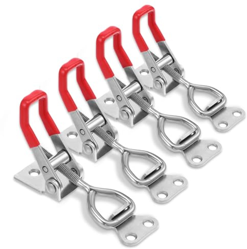 4Pcs Toggle Latch Clamp, 304 Stainless Steel Pull Hasp Latches, Quick Release Hand Tool Toggle Clamp for Smoker Lid Jig,Case Trunk,396Lbs Holding Capacity