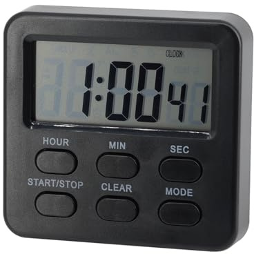 Temporizador digital electrónico ABS negro de 24 horas con parte trasera magnética para cocina, cocina, alimentos, reloj despertador para estudiantes, baño, gimnasio, aula