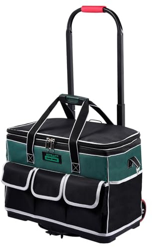 Sac à outils avec roues, Sac à outils avec roues - Sac de transport, organisateur durable,Boîte à outils à roulettes avec poignée télescopique, organisateur de chantier de construction, via