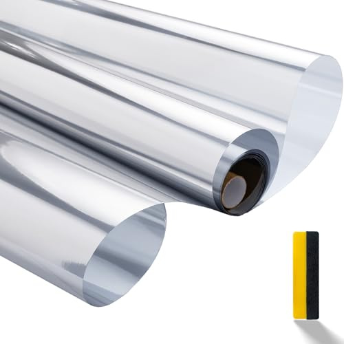 Zindoo Hitzeschutzfolie Fenster Sonnenschutzfolie Silber 75 x 200 cm