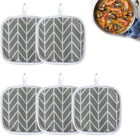 XdealCozyxc 5 PCS Pot Holders with Pocket, Heat Resistant, Thickened Cotton