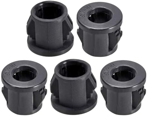 TA-VIGOR 5Pcs Cable Hose Snap Bushing Grommets 10mm Locking Mount | Black Nylon Round Snap Bushing Mounted, Protects Cables and Hoses, for Panel and Chassis Openings