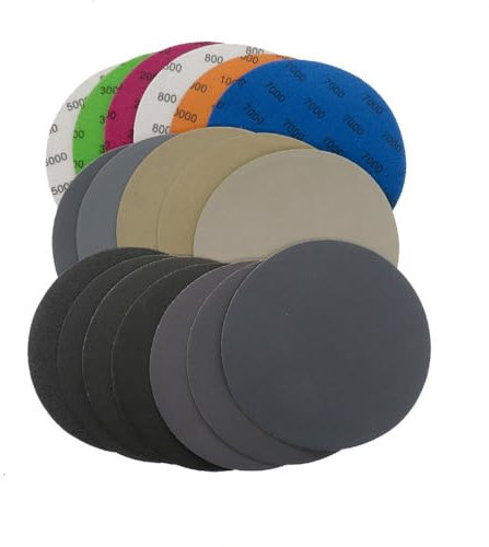 6 Zoll wasserdichte Klett-Schleifscheiben, Körnung 60–10000, beflocktes Schleifpapier, 150 mm, zum Polieren von Nass- und Trockenschleifern, 5000er Körnung, 20 Stück