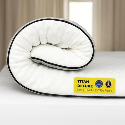 Brightr® Titan Deluxe Firm Orthopedic Extra thick 8cm Orthopaedic Mattress Topper for Small Double Bed, soothes back, hip & shoulders pains, 2-in-1 Firm/Extra Firm 120x190cm