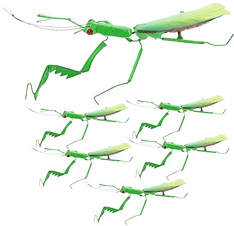 KOMBIUDA 6pcs Mantis Figurine Insect Model Static Decorative Ornament for Flower Pot