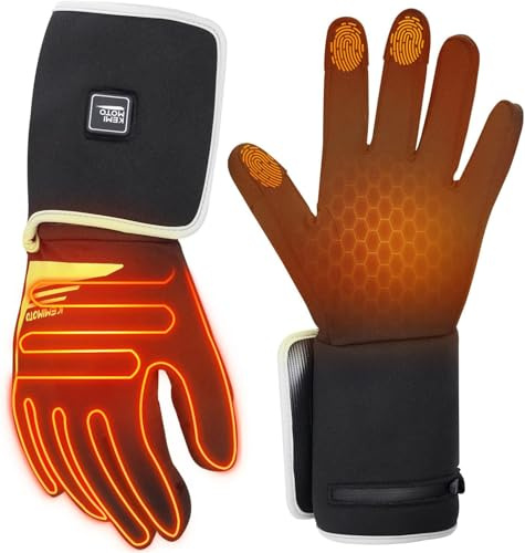 KEMIMOTO Beheizbare Handschuhe Herren Damen, 3 Heizstufen Dünne Thermohandschuhe Innenhandschuhe für 0°C~5°C, Warm Elektrische Handschuhe für Fahrrad Motorrad Skifahren Winter Handwärmer Handwärmer
