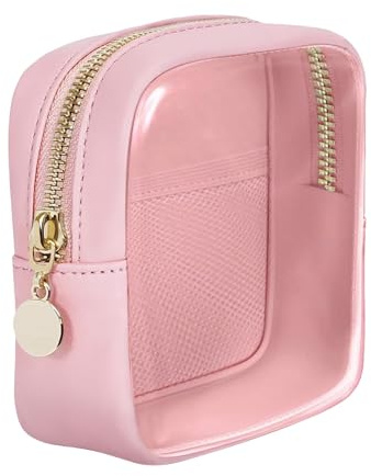 Kulturtasche Damen Mini – Kosmetiktasche Transparent Klein für Flugzeug & Handtasche, Schminktasche Make Up Organizer für Urlaub & Reise, Toilettentasche Damen Clean Girl Aesthetic Stil, 16.5x15x1CM