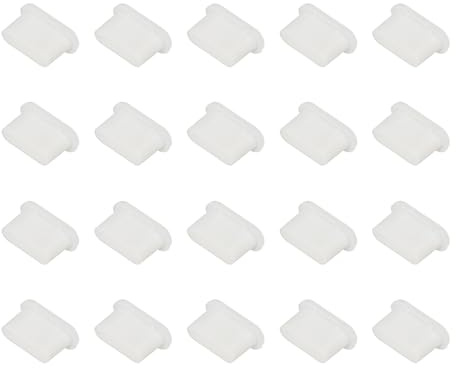 PATIKIL 0.4 Inch USB Type C Dust Plug, 20 Pcs Anti Dust Plug Cover Silicone Charging Cap Port Cover Protector Female End for USB Computer Cell Phone Port Device, White