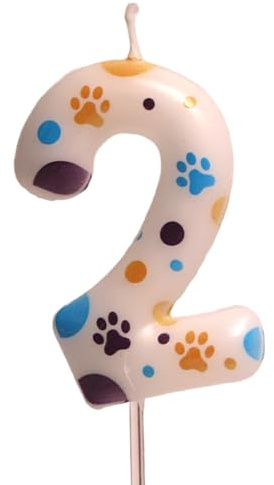 Bougie d'anniversaire numérique de 0 à 9 chiens - Pour garçons et filles - Décoration de pattes de chien