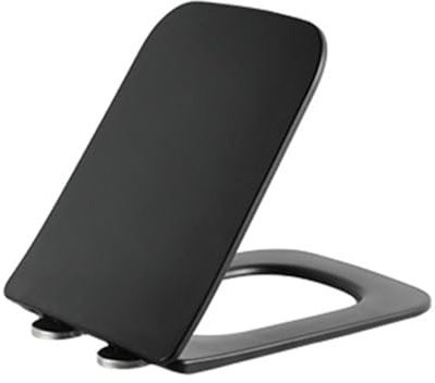 Giural Lunette De Toilettes Carrés, Noir Abattant WC Rectangulaire, Facile À Nettoyer, Fermeture en Douceur, Dégagement Rapide, Fixation par Le Haut, en UF, Remplacement,350 * 450mm