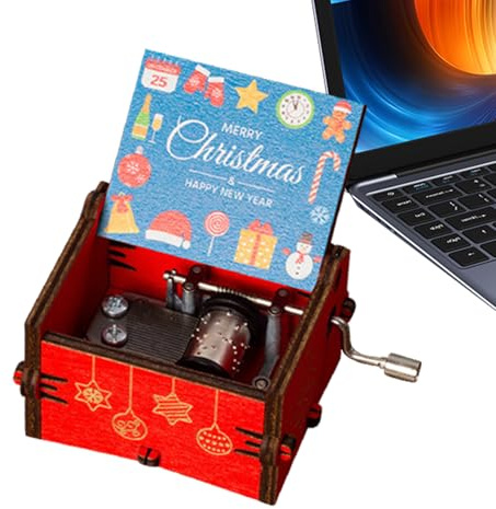 Engraved Musical Box – Wooden Hand Crank Melody Player, Classical Vintage Style Carved Music Gift Box | Collectible Keepsake for Weddings, Birthdays, Christmas, Anniversaries and Occasions