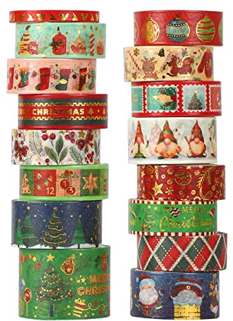 NUOGUAYI Washi Tape Weihnachten, Washi Tape Set, Dekoratives Klebeband, Weihnachten Wash Tap Set Selbstklebendes, für Weihnachte Handwerk DIY Scrapbooking Geschenk Verpackung Dekorationen